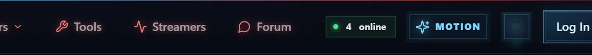 The Motion button in the forum header, between the online count and the search button