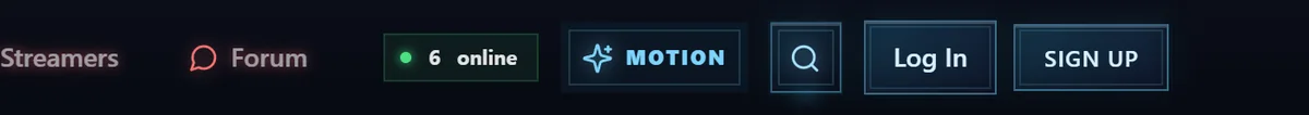 The Motion button in the site header, lit up in blue with the word MOTION beside it
