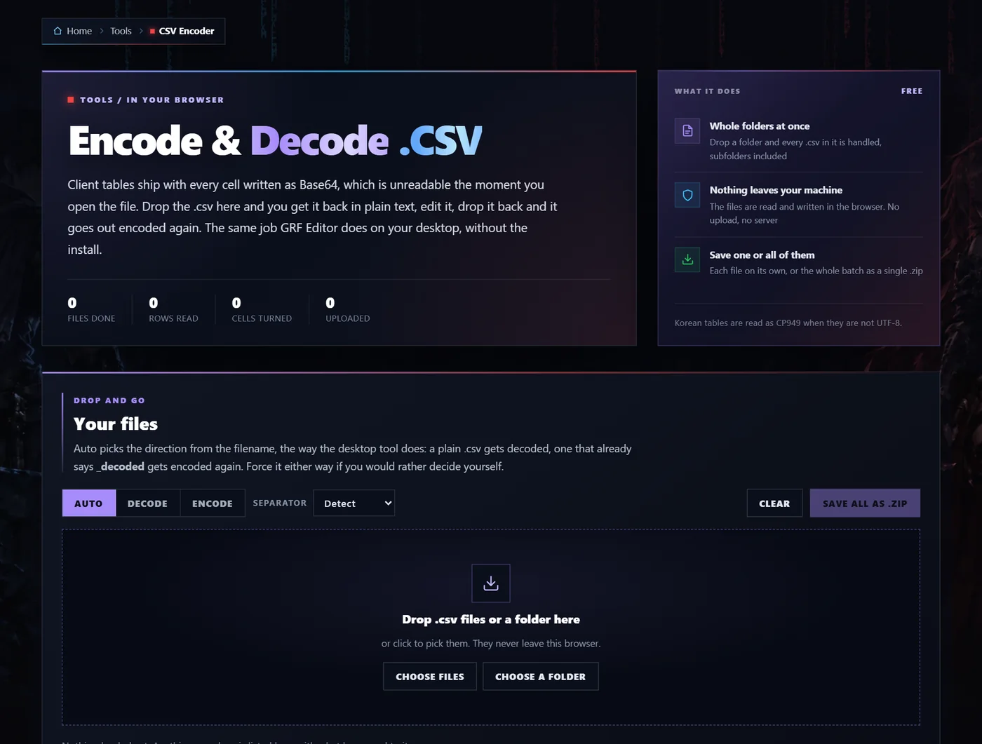 The CSV tool