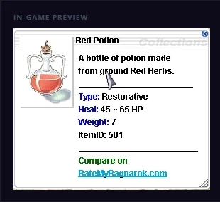 In-game item description with the link