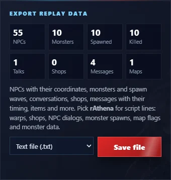 Export replay data